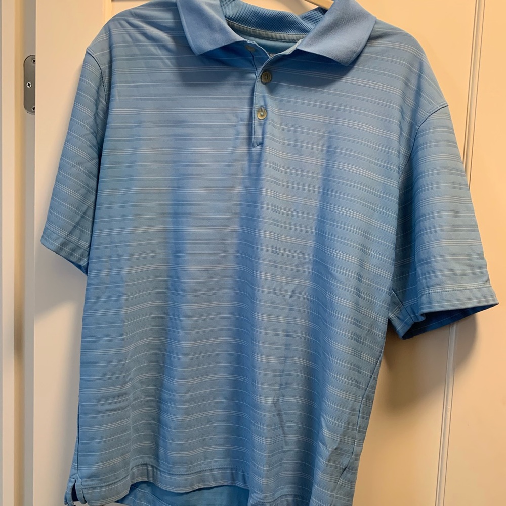 Men’s Nike Golf blue striped fit dry shirt